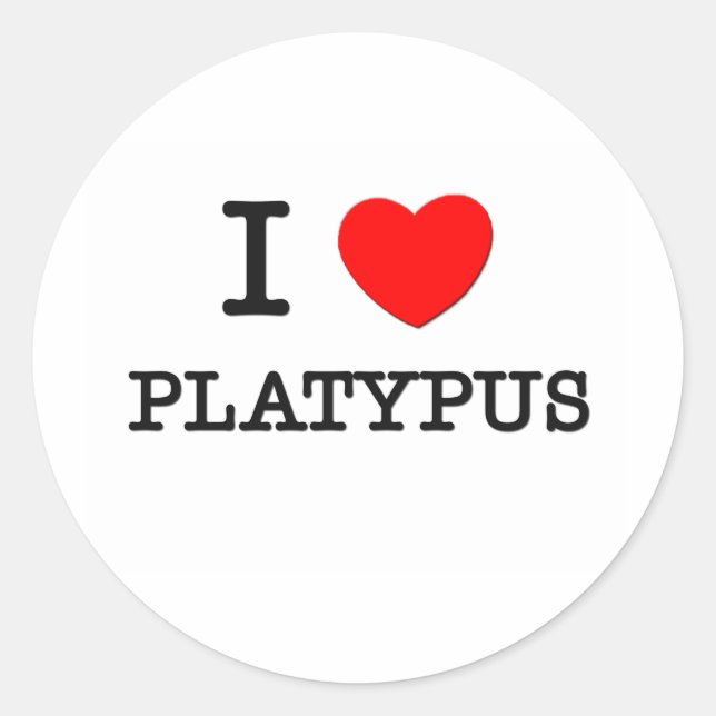 Sticker Rond I Love Platypus (Devant)