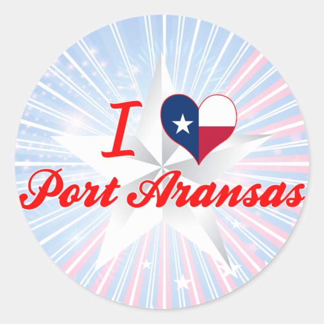 Sticker Rond I Love Port Aransas, Texas (Devant)