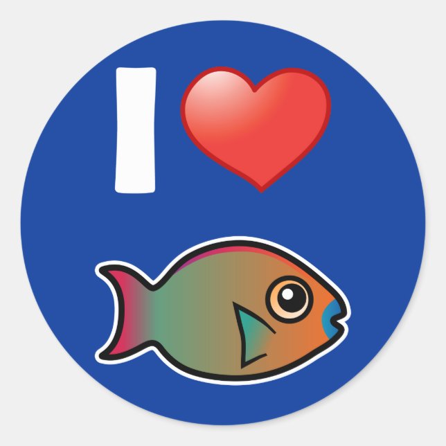Sticker Rond I Love Rainbow Parrotfish (Devant)