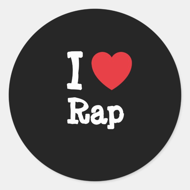 Sticker Rond I love Rap coeur personnalisé (Devant)
