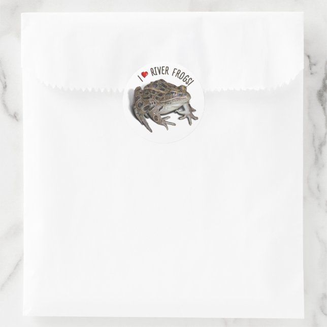 Sticker Rond I Love River Frogs (Sac)