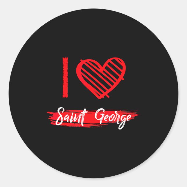 Sticker Rond I Love Saint George I Heart Saint George  (Devant)