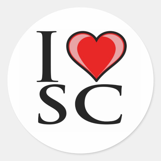 Sticker Rond I Love SC - Caroline du Sud (Devant)