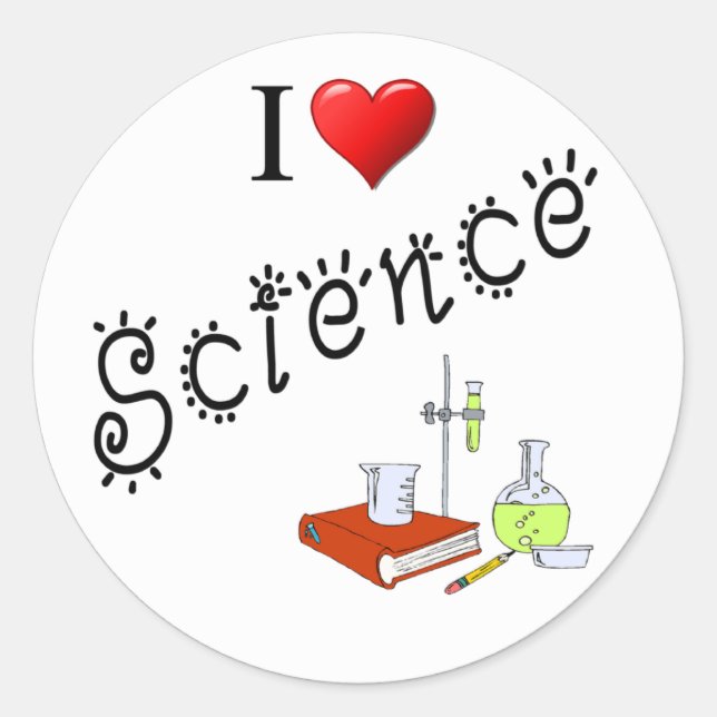 Sticker Rond I Love Science Heart Lab (Devant)