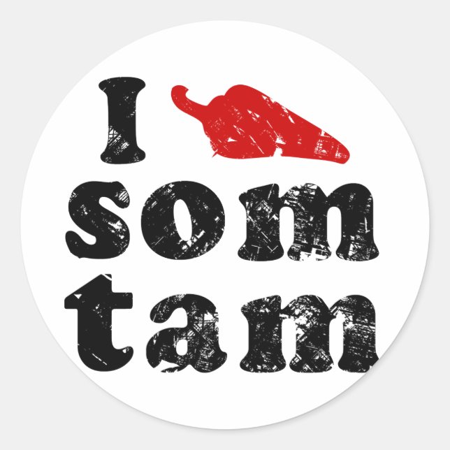 Sticker Rond I Love Som Tam Thaïlandais Isaan Laos Food (Devant)