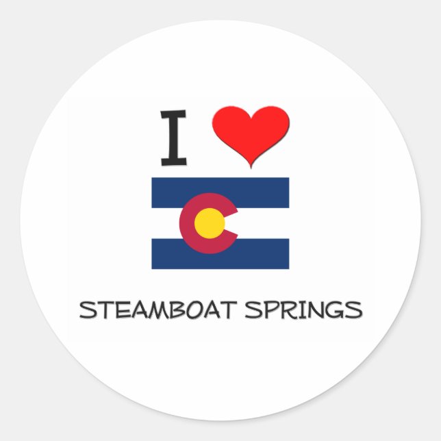 Sticker Rond I Love STEAMBOAT SPRINGS Colorado (Devant)