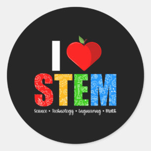 Sticker Rond I Love Stem Enseignant Science Technologie Génie