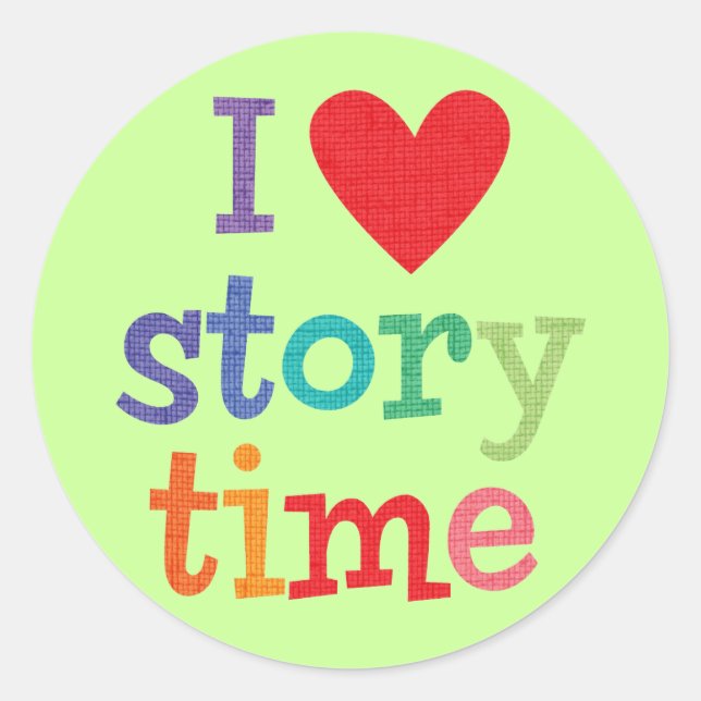 Sticker Rond I Love Storytime T-Shirts & Cadeaux (Devant)