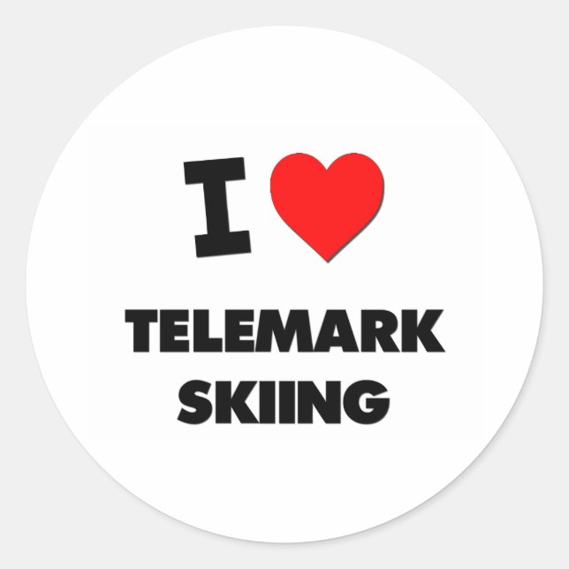 Sticker Rond I Love Telemark Skiing (Devant)