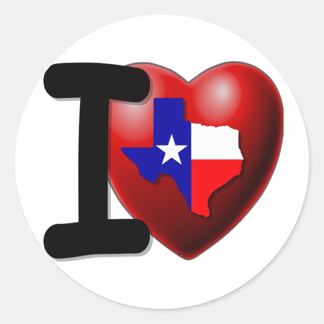 Sticker Rond I Love Texas - The Lone Star State (Devant)