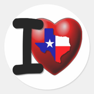 Sticker Rond I Love Texas - The Lone Star State