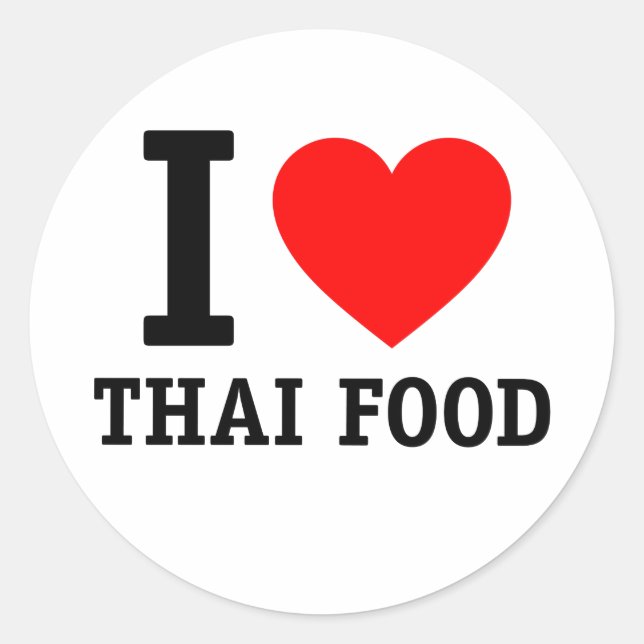 Sticker Rond I Love Thai Food (Devant)