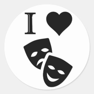 Sticker Rond I Love Theatre