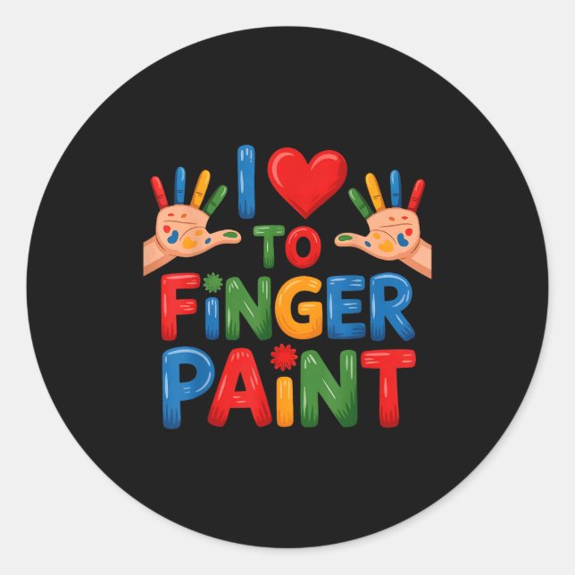 Sticker Rond I Love To Finger Paint Couples Art Teacher Finger  (Devant)