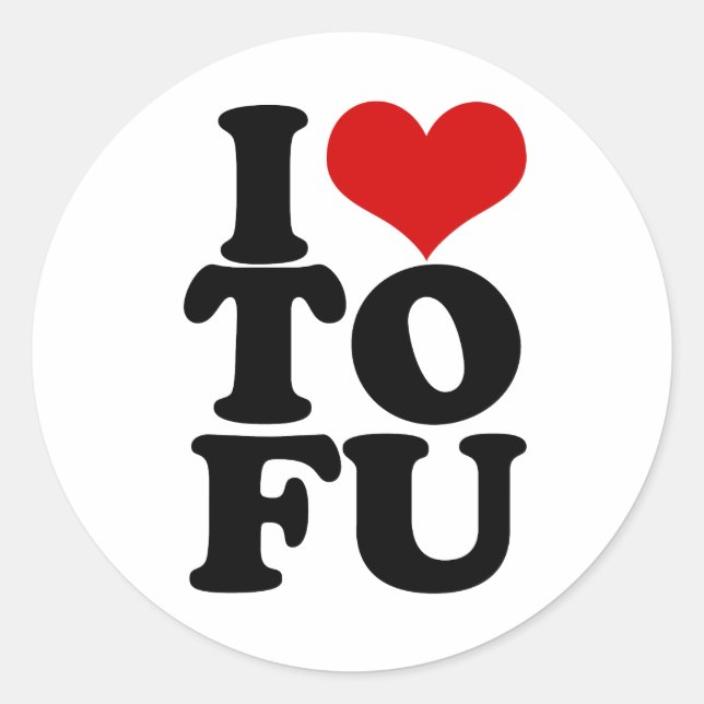 Sticker Rond I Love Tofu Funny Vegan humour (Devant)