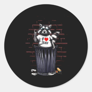 Sticker Rond I Love Trash Raccoon Trash Panda