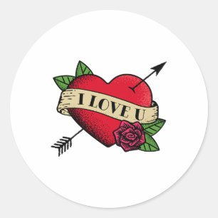 Sticker Rond I Love U Tattoo Premium _1