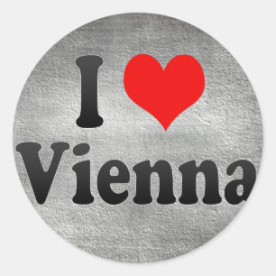 Sticker Rond I Love Vienna, Autriche