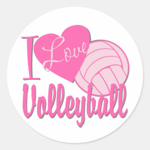 Sticker Rond I Love Volleyball rose
