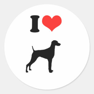 Sticker Rond I Love Weimaraners