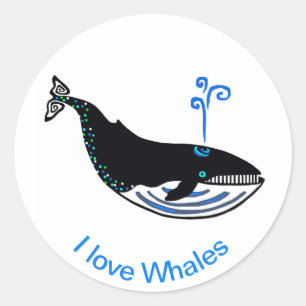 Sticker Rond I love WHALES - Animal activiste -Nature -Wildlife