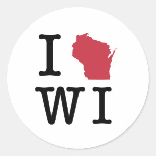 Sticker Rond I Love Wisconsin