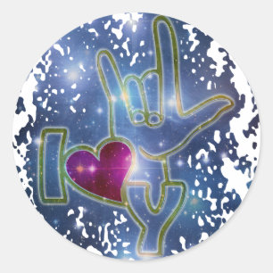 Sticker Rond I LOVE YOU / langue des signes
