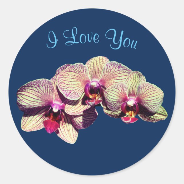 Sticker Rond I Love You Orchid Trio Floral (Devant)