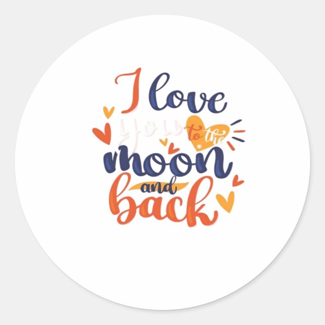 Sticker Rond I Love You To The Moon And Back Modern Romantic De (Devant)