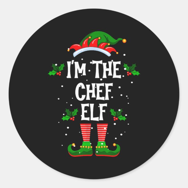 Sticker Rond I’m The Chef Elf Christmas Xmas Pajama Pj Men Wome (Devant)
