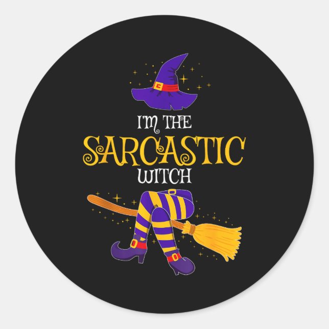 Sticker Rond I’m The Sarcastic Witch Family Matching Costume Ha (Devant)