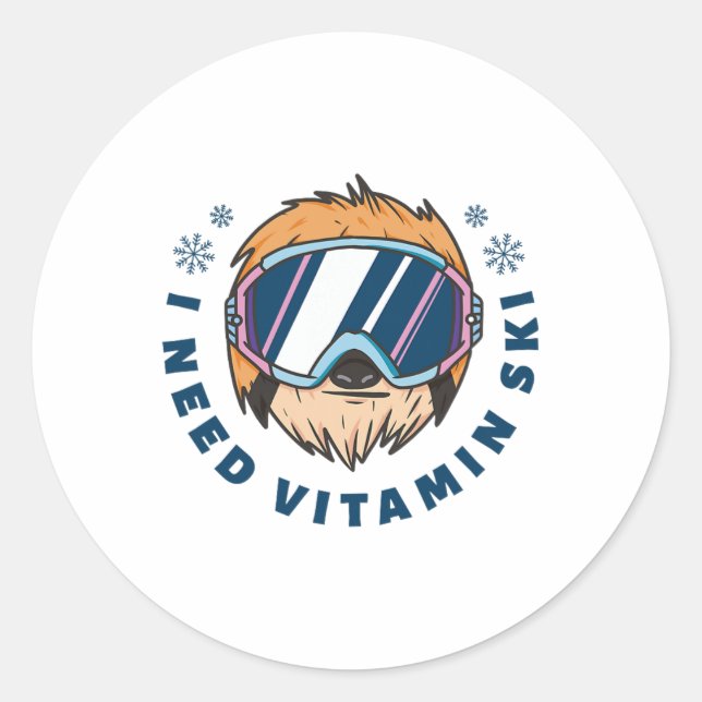 Sticker Rond I Need Vitamine Ski (Devant)