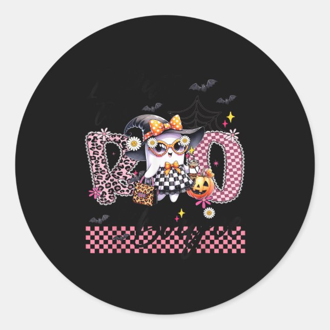 Sticker Rond I Put The Boo In Boujee Cute Ghost Leopard Boujie  (Devant)
