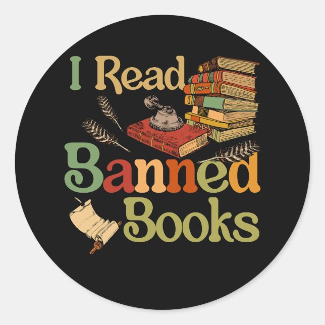 Sticker Rond I Read Banned Books Week Librarian Freadom Reader (Devant)