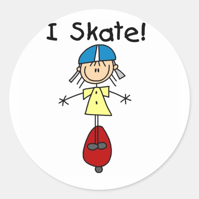 Sticker Rond I Skate Skateboard Girl (Devant)