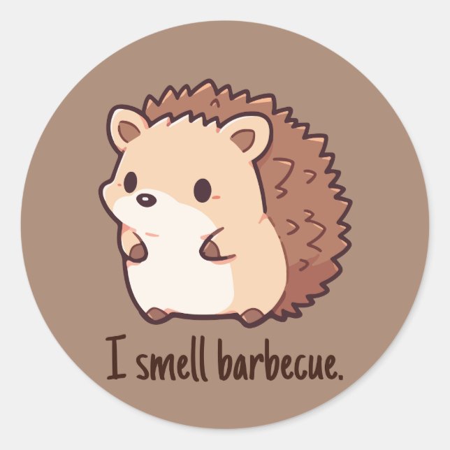 Sticker Rond I smell barbecue Funny Hedgehog (Devant)