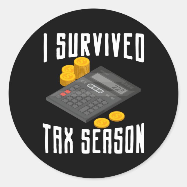 Sticker Rond I Survied Tax Season Comptable Cpa Bookkeeper Au (Devant)