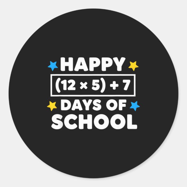 Sticker Rond I Survived 67 Days Of School 67 Teacher Meme Brain (Devant)