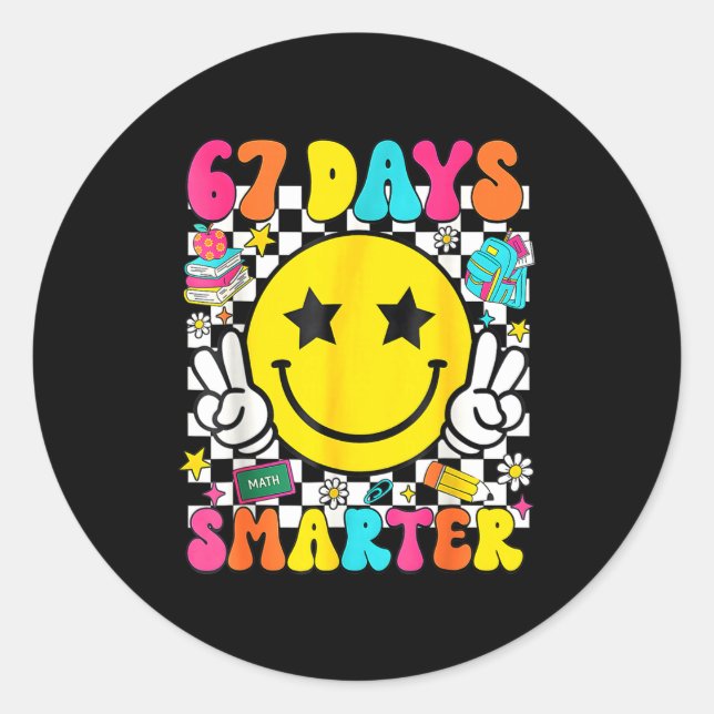 Sticker Rond I Survived 67 Days Of School Funny 67 Meme Teacher (Devant)