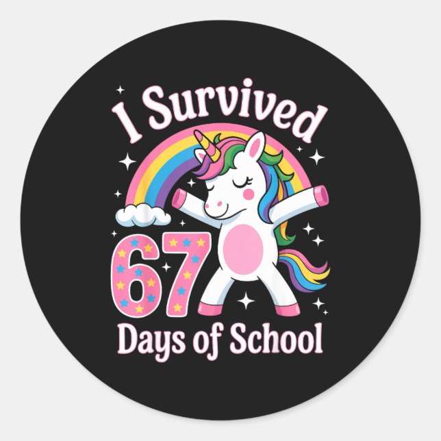 Sticker Rond I Survived 67 Days Of School Funny 67 Teachers Kid (Devant)
