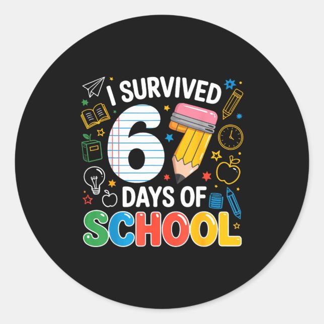 Sticker Rond I Survived 67 Days Of School Funny Meme Teacher St (Devant)