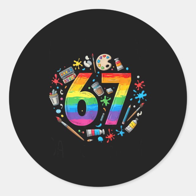 Sticker Rond I Survived 67 Days Of School Funny Meme Teacher St (Devant)