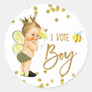 Sticker Rond I VOTE GARÇON abeille Genre Reveillez jeu étiquett
