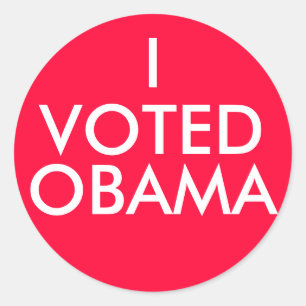 STICKER ROND I, VOTÉ, OBAMA