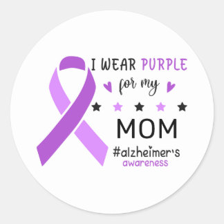 Sticker Rond I Wear Purple For My Mom Alzheimer Awareness