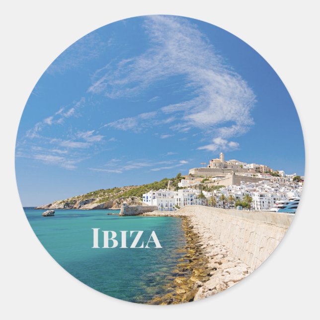 Sticker Rond Ibiza, pittoresque vue, Espagne (Devant)
