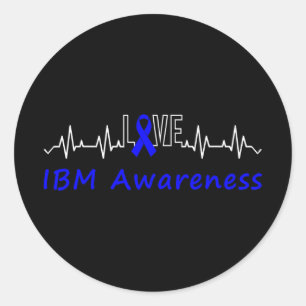 Sticker Rond Ibm Awareness Blue Ribbon Love Heartbeat Support Q