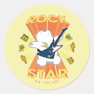 Sticker Rond Ice Bear - Rock Star