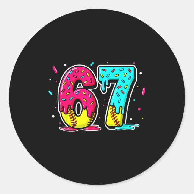 Sticker Rond Ice Cream Dripng Softball Drip Funny 6 7 Six Seven (Devant)