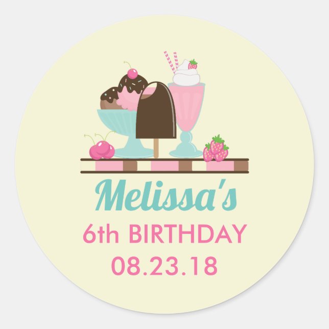 Sticker Rond Ice Cream Sundae and Other DeliciousTreats (Devant)